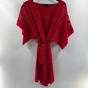 AB Studio Red Lace Tie Waist Dress Women’s Size Medium